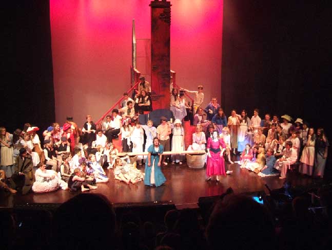 Most of the cast on stage.